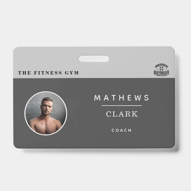 Fitnesscoach Mitarbeiteridentität mit Foto und Log Ausweis (Vorderseite)