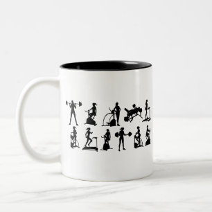 Fitnessgeräte Fitness Geräte Silhouetten Set Zweifarbige Tasse