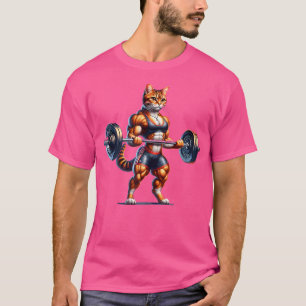 Fitnessmuskelmädchen mit einer Barbell-Fitness Bod T-Shirt