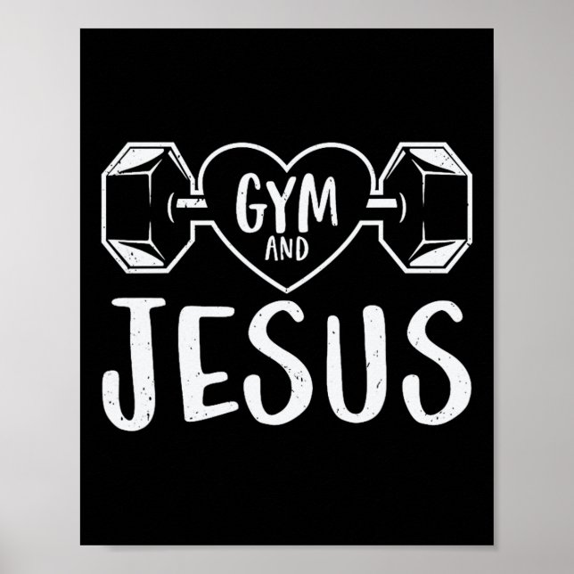 Fitnessraum und Jesus-Gymnastik Fitness Gewichtheb Poster (Vorne)