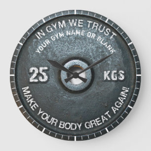 Fitnessstudio Besitzer Fitness Workout Vintage Gew Große Wanduhr