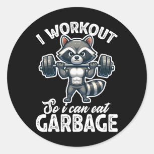 Fitnessstudio Ich trainiere, damit ich Müll Waschb Runder Aufkleber