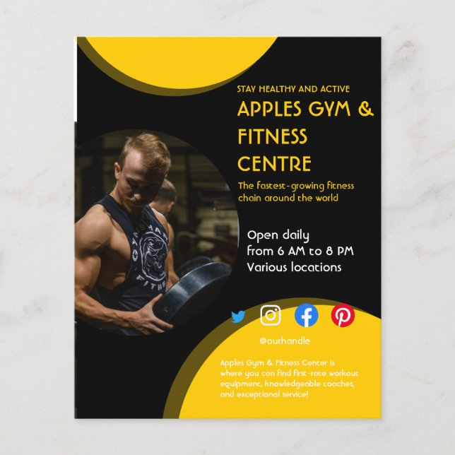 Fitnessstudio mit schwarzem und gelbem Foto - Trai Flyer (Vorne)