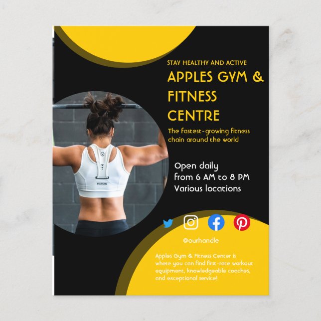 Fitnessstudio mit schwarzem und gelbem Foto - Trai Flyer (Vorne)