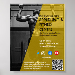 Fitnessstudio mit schwarzem und gelbem Foto - Trai Poster