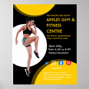 Fitnessstudio mit schwarzem und gelbem Foto - Trai Poster