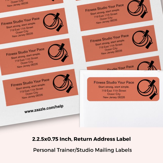 Fitnessstudio-Sprungseil Orange Rücksendeadresse (2.25x0.75 Inch, Fitness Studio Skipping Rope Orange Return Address Label)