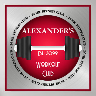 Fitnessstudio Zuhause Workout Club Gym 24 Stunden Poster