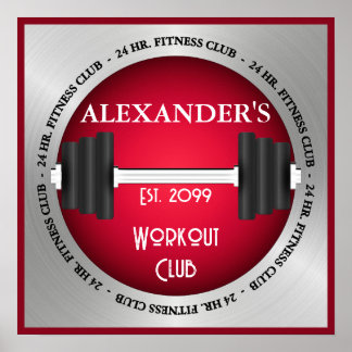 Fitnessstudio Zuhause Workout Club Gym 24 Stunden Poster