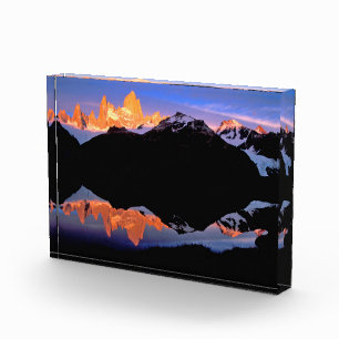 Fitz Roy Group spiegelt sich in Gletscherseen wide Fotoblock