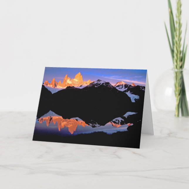 Fitz Roy Group spiegelt sich in Gletscherseen wide Karte (Vorderseite)