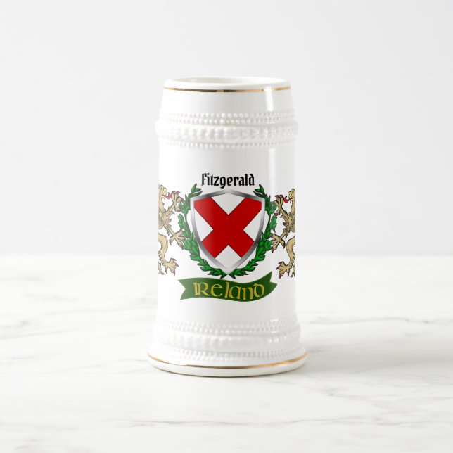 Fitzgerald Irish Shield Personalisiert Beer Stein Bierglas (Mittel)