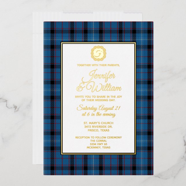 Fitzgerald Tartan Kariert Wedding Foil Folieneinladung (Briefumschlag)