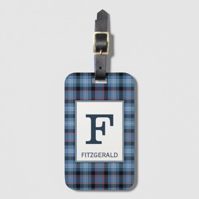 Fitzgerald Tartan Kariertes blaues Muster Gepäckanhänger (Vorderseite Vertikal)