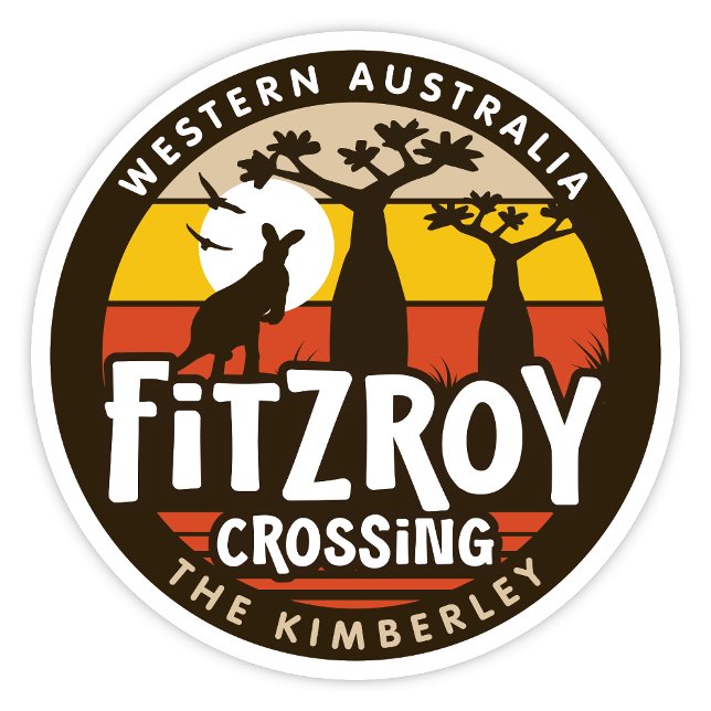 Fitzroy Crossing, Western Australien Sticker (Fitzroy Crossing, The Kimberley, Western Australia Retro Round Sticker)