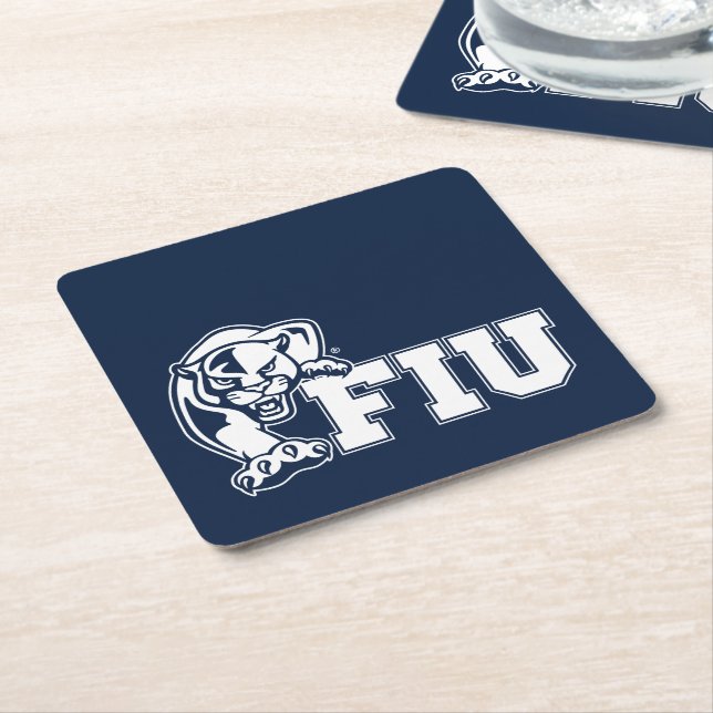 FIU-Panther - weißes Logo Rechteckiger Pappuntersetzer (angewinkelt)