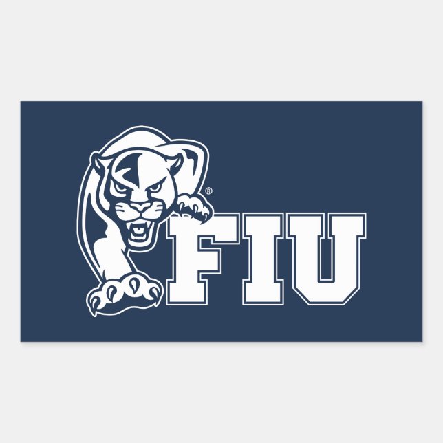 FIU Panthers - Weißes Logo Rechteckiger Aufkleber (Vorderseite)