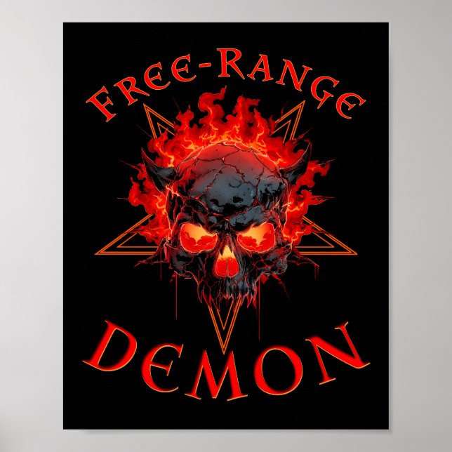 Fiunny Halloween Hell Demon Skull - Gotischer Horr Poster (Vorne)