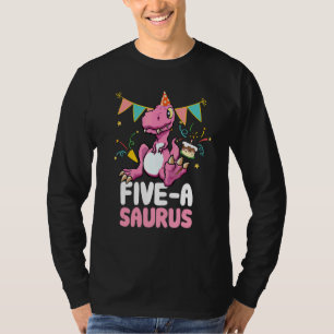 Five A Saurus Dinosaurier Niedlich Kiddo Rex T-Shirt