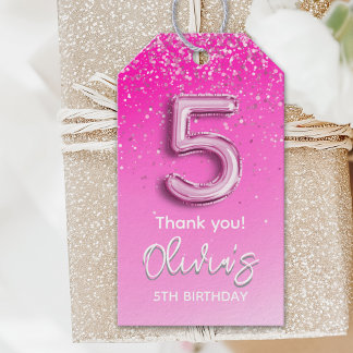 Five and Fabulous Pink Birthday Theme" Geschenkanhänger