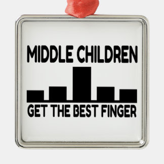 Five Children Middle Child Middle Finger Joke Silbernes Ornament