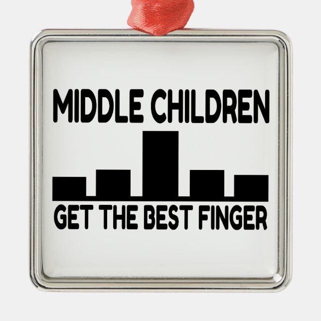 Five Children Middle Child Middle Finger Joke Silbernes Ornament (Vorne)