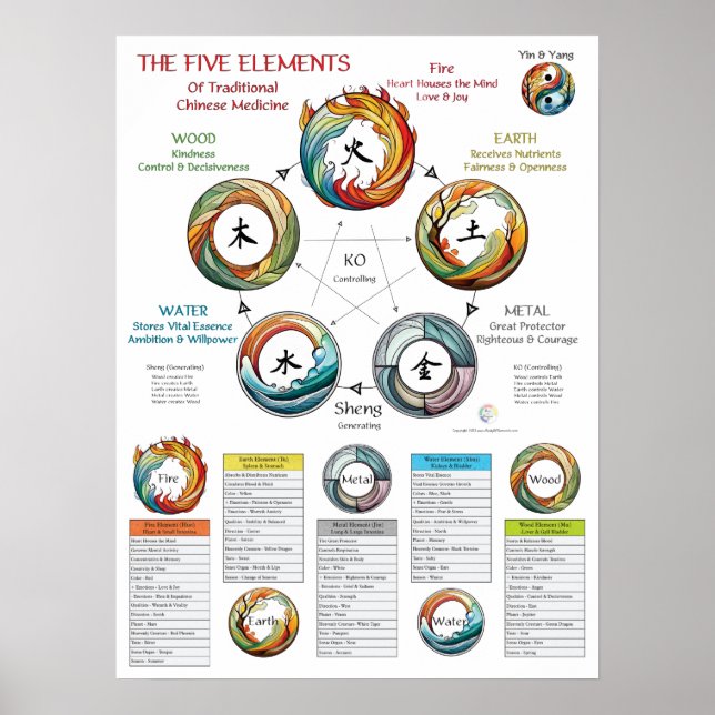 Five Elements Characteristics TCM Poster (Vorne)