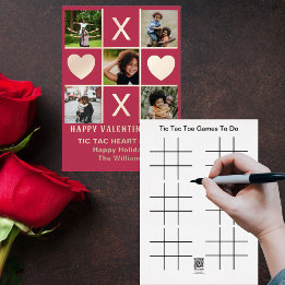 Five Foto Tic Tac Toe Heart Magentine Folien Feiertagskarte
