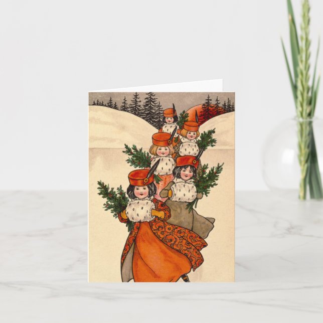 Five Girls With Furry Muffs - Florence Hardy Karte (Vorderseite)