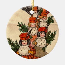 Five Girls With Furry Muffs - Florence Hardy Keramik Ornament