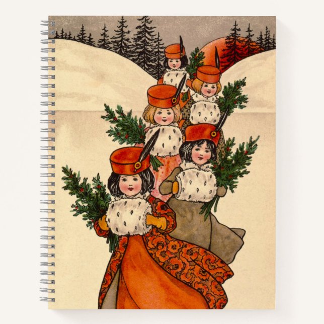 Five Girls With Furry Muffs - Florence Hardy Notizbuch (Vorderseite)