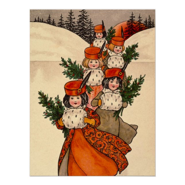 Five Girls With Furry Muffs - Florence Hardy Poster (Vorderseite)
