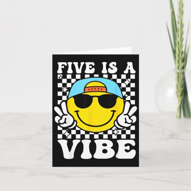 Five Is A Vibe 5th Birthday Groovy Boys Girls 5 Ye Karte (Vorderseite)