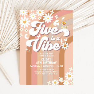 Five is A Vibe Geburtstagseinladung Hippie 70er Ge Einladung