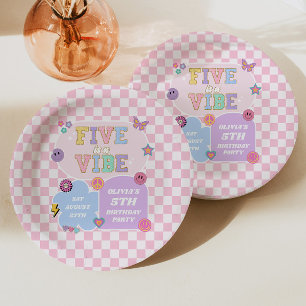 Five Is A Vibe Preppy Patch 5. Geburtstagsfeier Pappteller