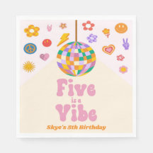 Five Is A Vibe Retro Disco Ball 5th Birthday Party