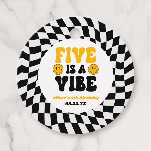 Five Is A Vibe Retro Fifth 5th Birthday Party Geschenkanhänger (Vorderseite)