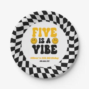 Five Is A Vibe Retro Fünfte 5. Geburtstagsfeier Pappteller