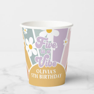 Five is a Vibe Retro Regenbogen Pappbecher