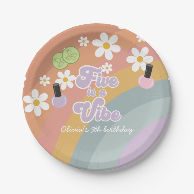 Five ist ein lebhafter Wellness-Center Rainbow 5.  Pappteller (Vorderseite)