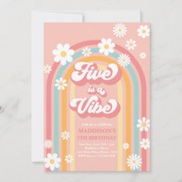 Five ist ein Vibe Groovy Daisy Rainbow 5. Geburtst Einladung