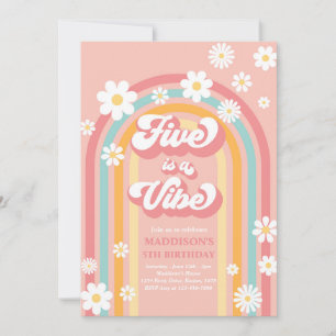 Five ist ein Vibe Groovy Daisy Rainbow 5. Geburtst Einladung