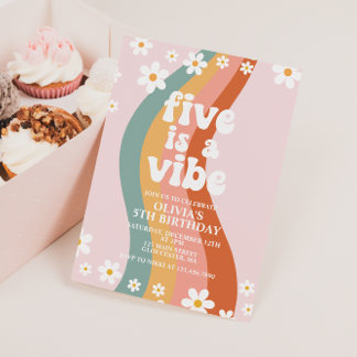 Five ist ein Vibe Groovy daisy Regenbogen 5. Gebur Einladung