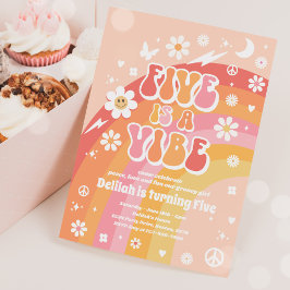 Five ist ein Vibe Groovy Hippie Rainbow 5. Geburts Einladung