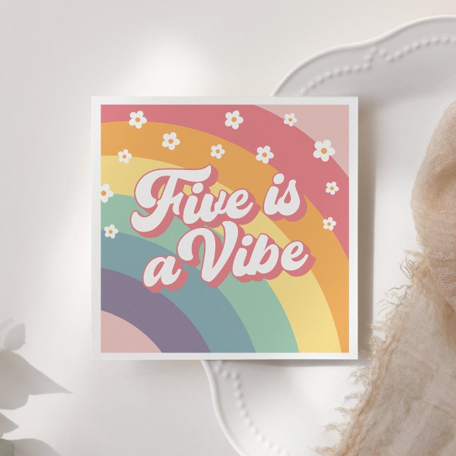 Five ist ein Vibe Retro 70er Rainbow Daisy zum Geb Serviette (Von Creator hochgeladen)