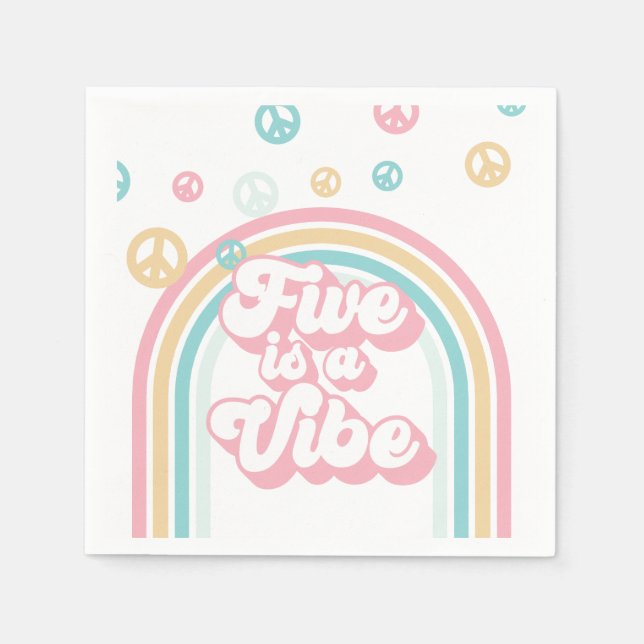 Five ist ein Vibe Retro Summer Rainbow Serviette (Vorderseite)
