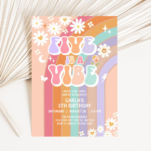 FIVE ist eine Stimmung Daisy Regenbogen Groovy 5.  Einladung
