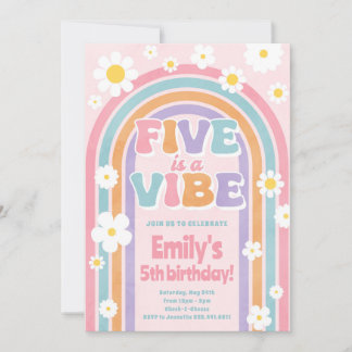 Five ist eine Vibe 5. Rainbow Birthday Einladung