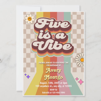 Five ist eine Vibe Groovy 5. Geburtstagsfeier Einladung