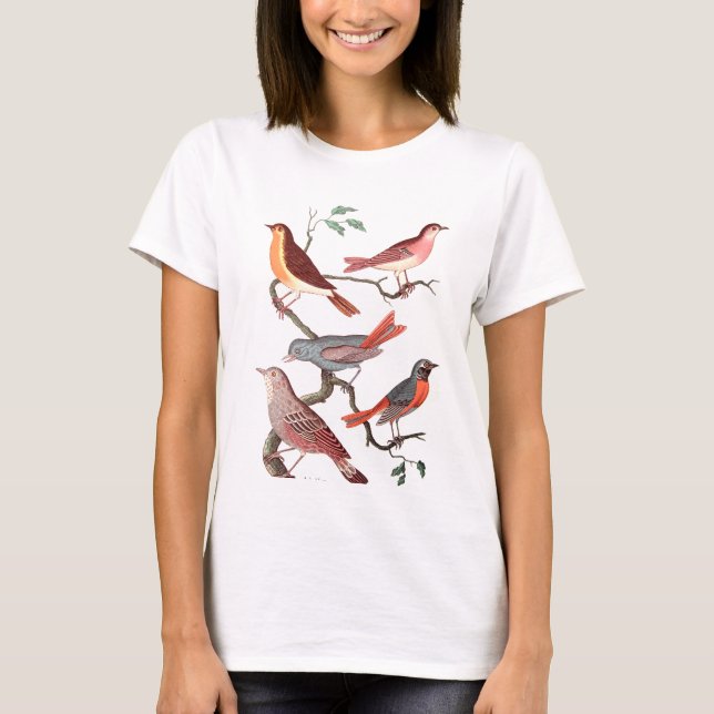Five lovely vintage birds T-Shirt (Vorderseite)